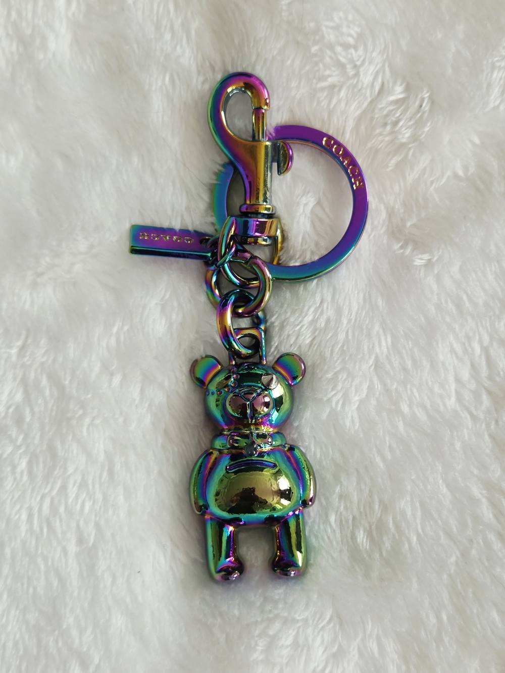 C Logo Iridescent Rainbow Bear Keychain Frankenstein Teddy Bear Bag Charm